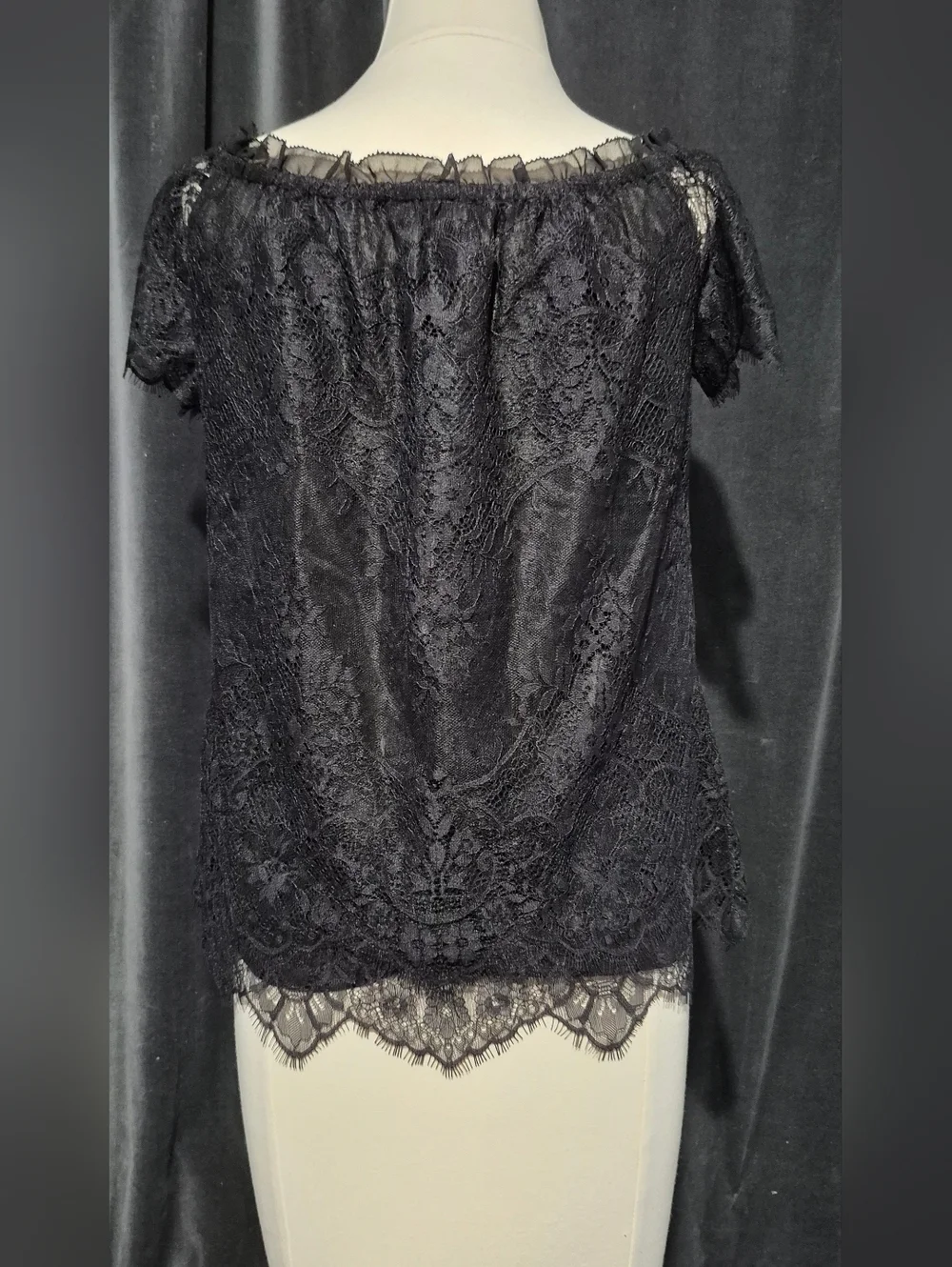 White House Black Market Black Lace Off-Shoulder Blouse